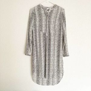 Skin and Threads Dress Womens 0 Silk Long Sleeves Polka Dot Button Up Tunic Gray